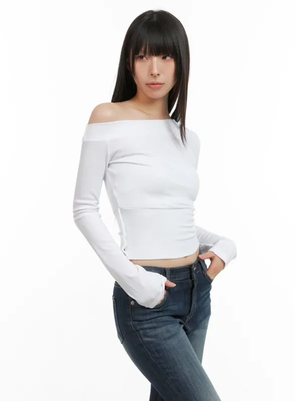 One-Shoulder Cotton Long Sleeve CG420 sold by Lewkin