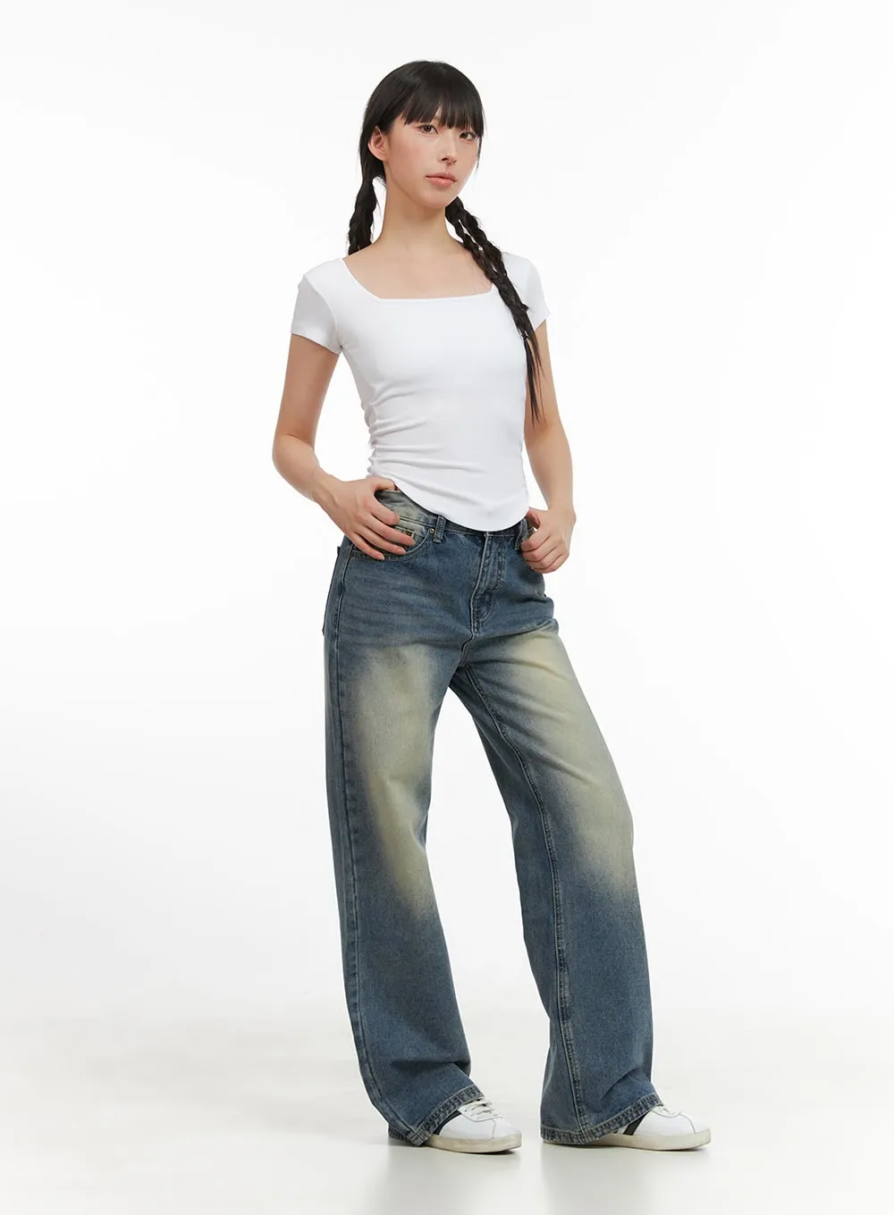 Shirred Square Neck Crop Top CG420 sold by Lewkin product image thumbnail 2