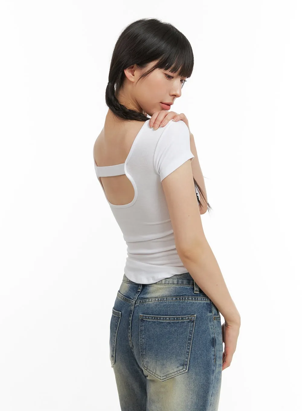 Shirred Square Neck Crop Top CG420 sold by Lewkin product image thumbnail 5