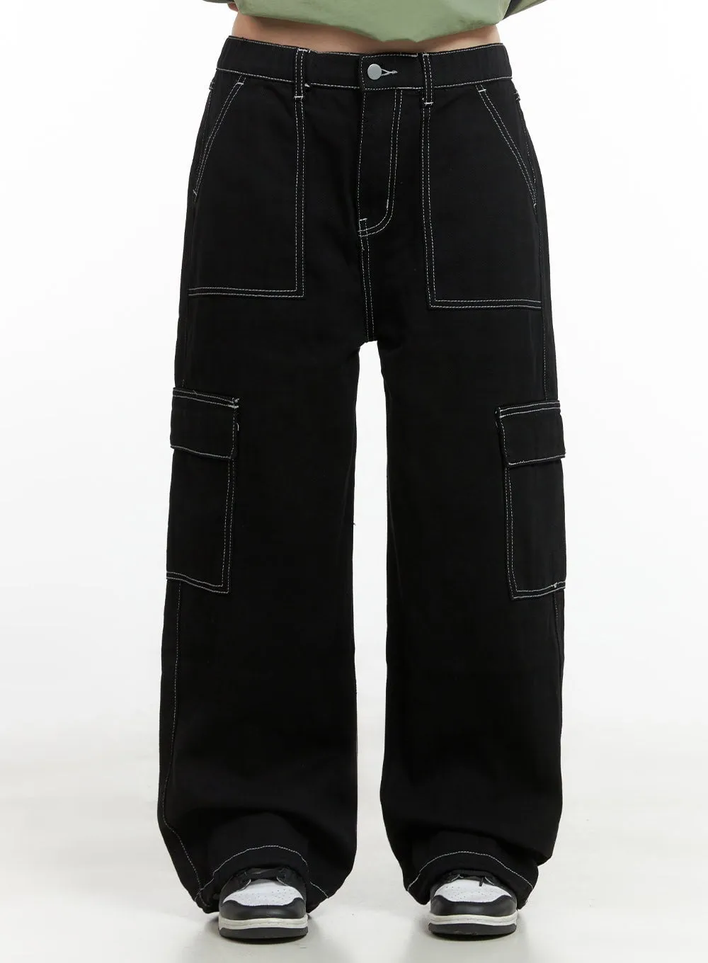 Cargo Stitch Cotton Wide Fit Pants CG420 sold by Lewkin