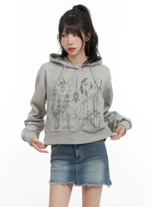 Acubi Graphic Crop Hoodie CG421 sold by Lewkin