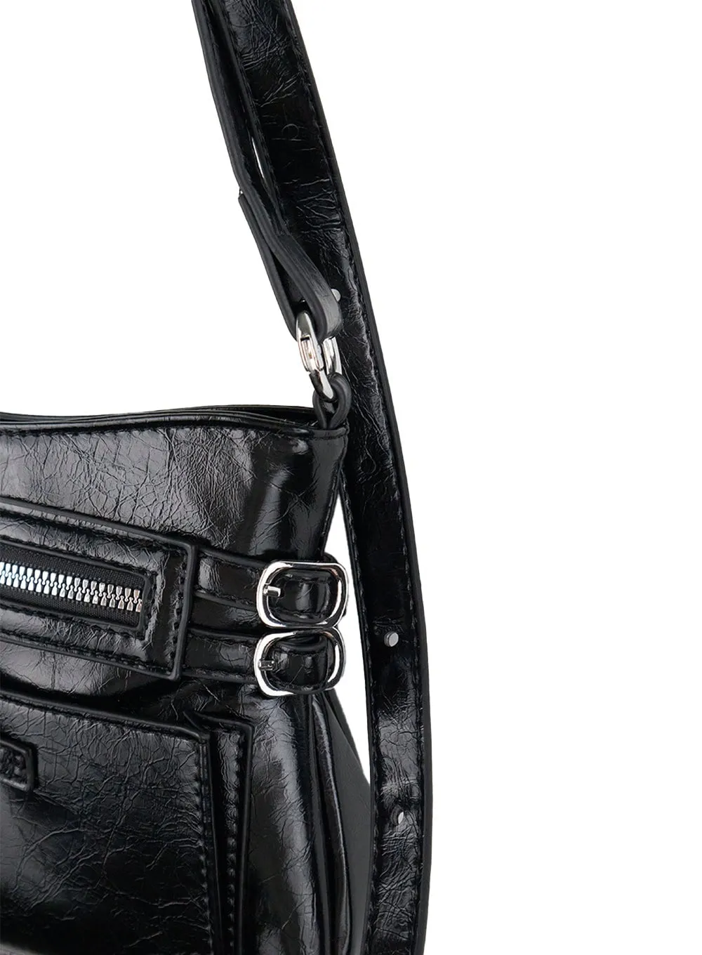 Buckled Zipper Faux Leather Shoulder Bag CG421 sold by Lewkin product image thumbnail 4