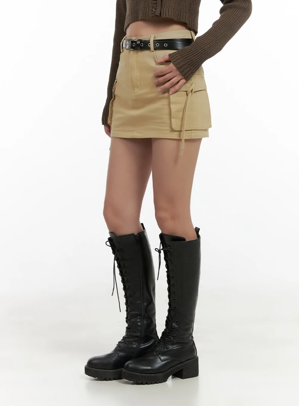 Cargo String Pocket Cotton Mini Skirt CG422 sold by Lewkin product image thumbnail 4