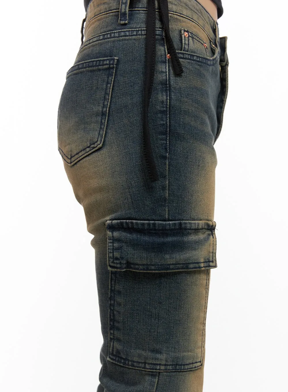 Jada Vintage Washed Pocket Slim Bootcut Jeans CG422 sold by Lewkin product image thumbnail 4