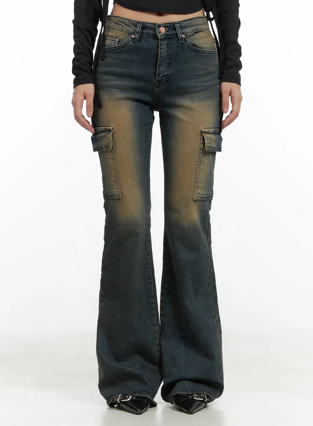 Jada Vintage Washed Pocket Slim Bootcut Jeans CG422 sold by Lewkin