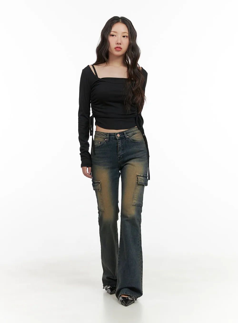 Jada Vintage Washed Pocket Slim Bootcut Jeans CG422 sold by Lewkin product image thumbnail 2