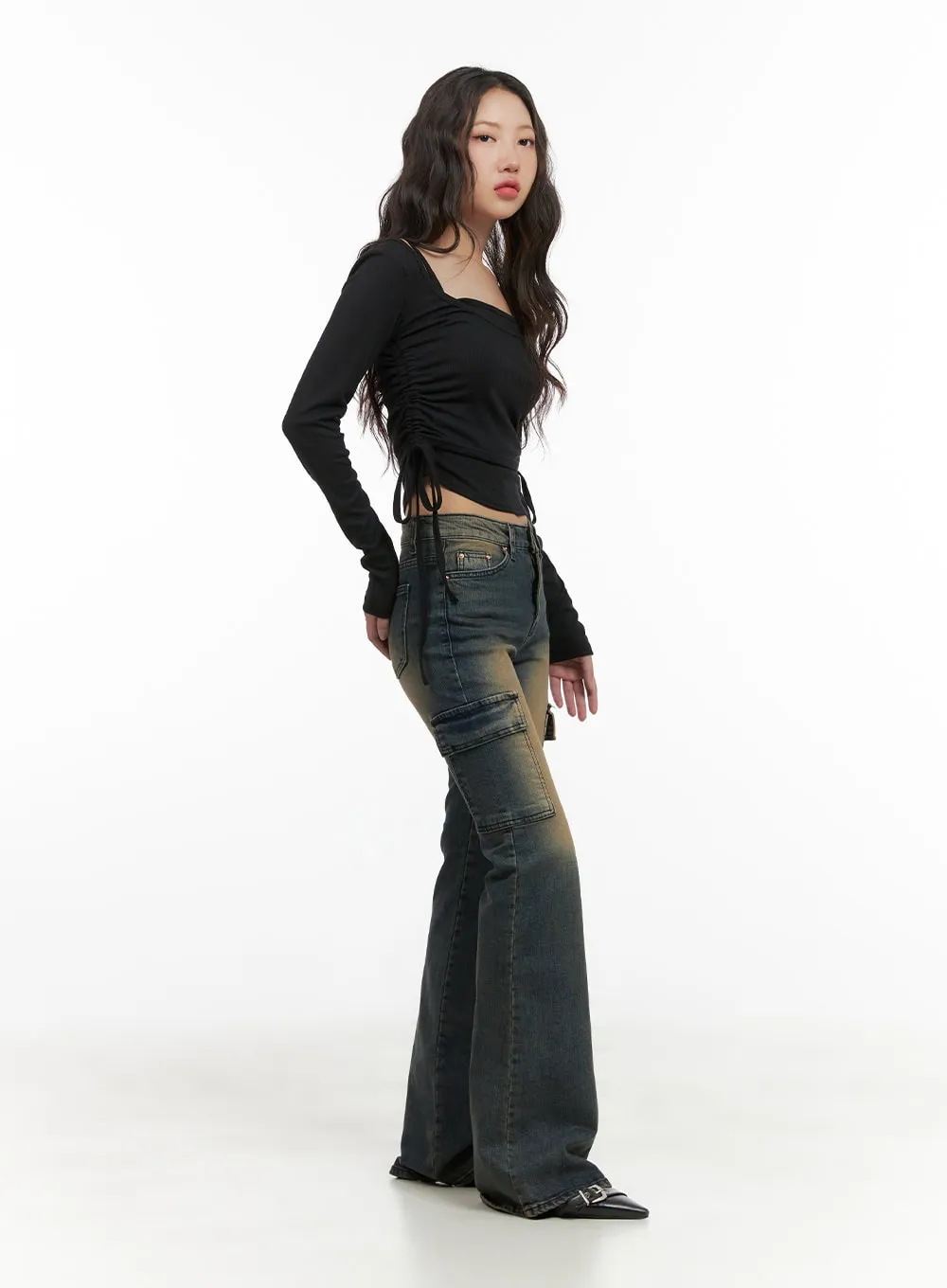 Jada Vintage Washed Pocket Slim Bootcut Jeans CG422 sold by Lewkin product image thumbnail 5
