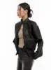 Crop Zip-Up Washed Faux Leather Jacket CG422 sold by Lewkin