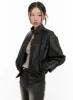 Crop Zip-Up Washed Faux Leather Jacket CG422 sold by Lewkin