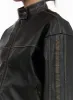 Crop Zip-Up Washed Faux Leather Jacket CG422 sold by Lewkin