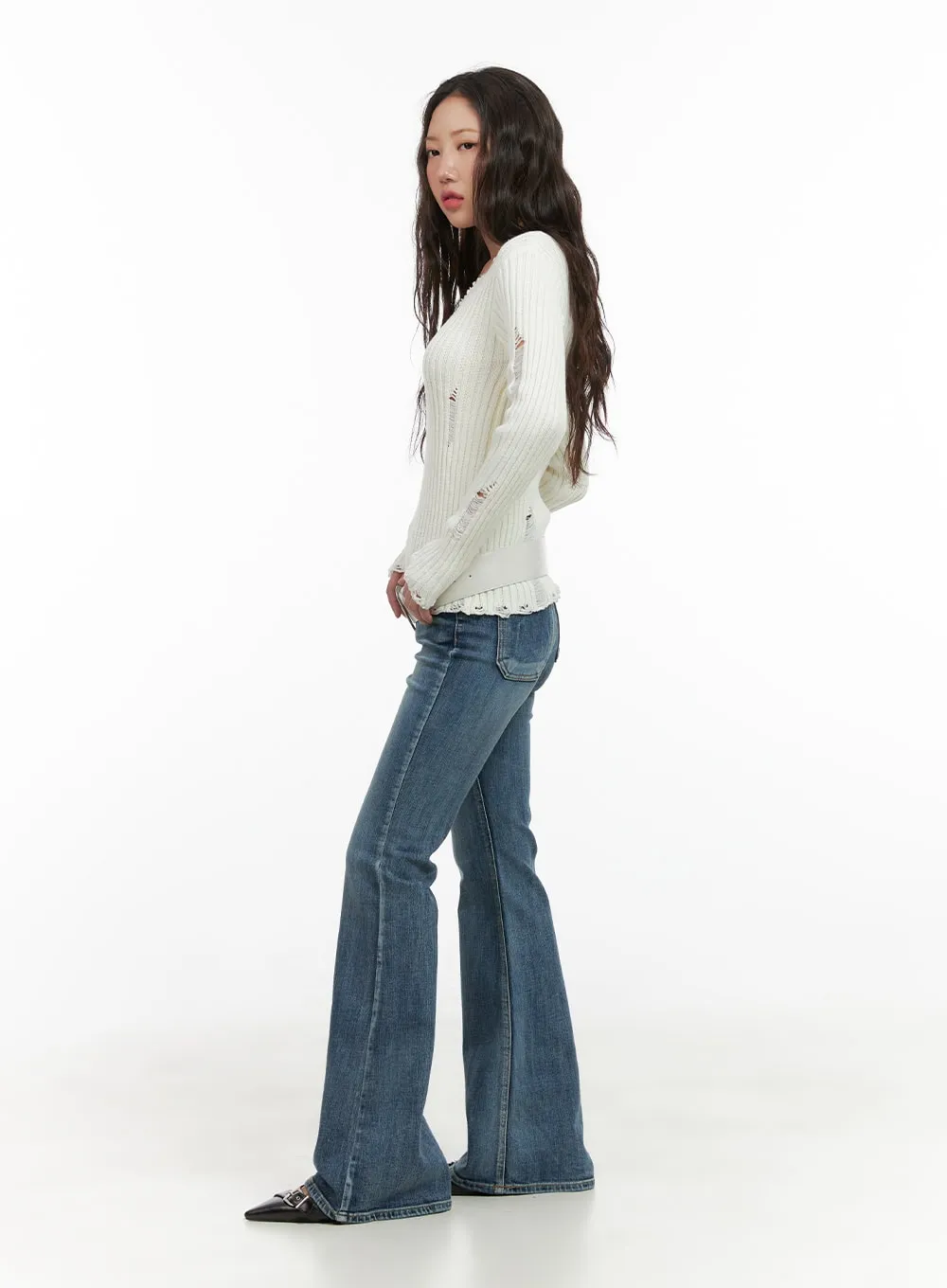 Lila Slim Bootcut Jeans CG422 sold by Lewkin product image thumbnail 4