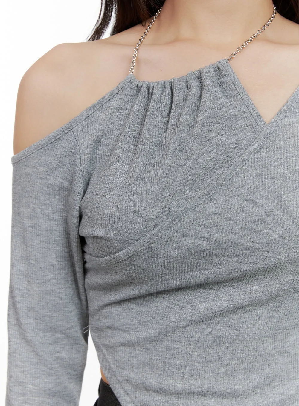 Unbalanced Shoulder Chain Long Sleeve CG423 sold by Lewkin product image thumbnail 3