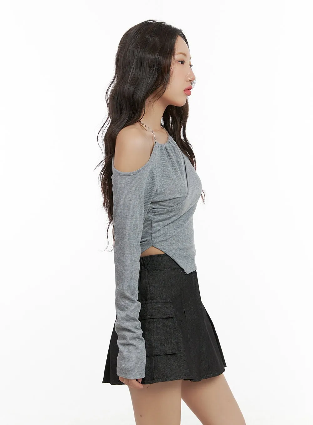 Unbalanced Shoulder Chain Long Sleeve CG423 sold by Lewkin product image thumbnail 4