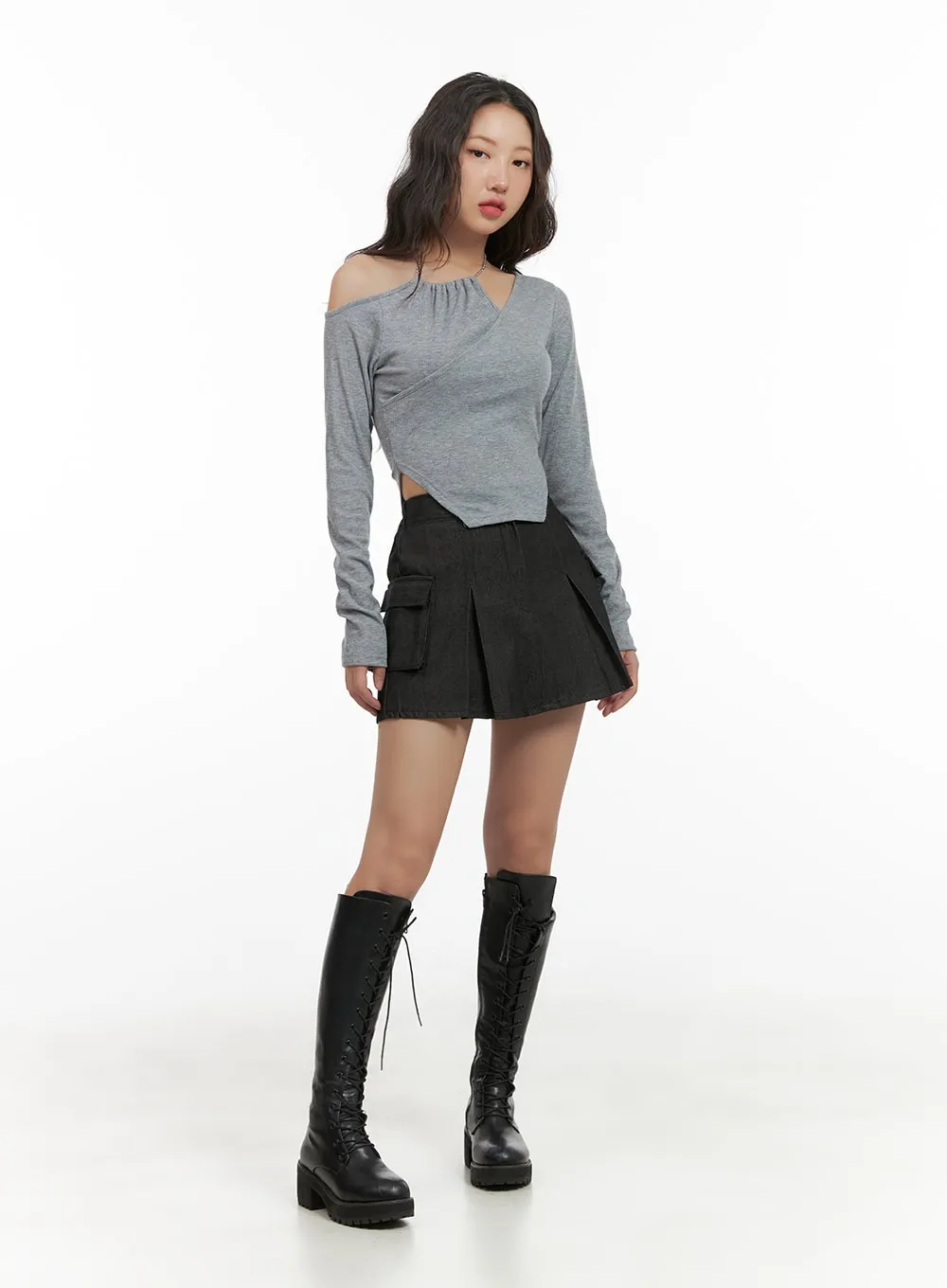 Unbalanced Shoulder Chain Long Sleeve CG423 sold by Lewkin product image thumbnail 2