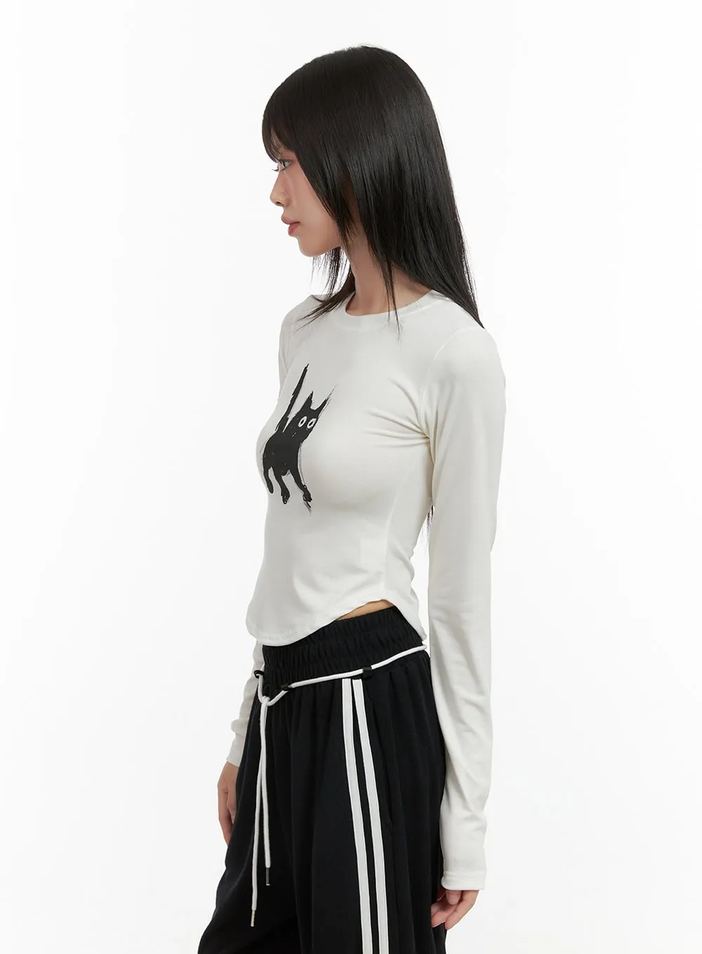 Graphic Bliss Long Sleeve Crop Top CG426 sold by Lewkin product image thumbnail 5