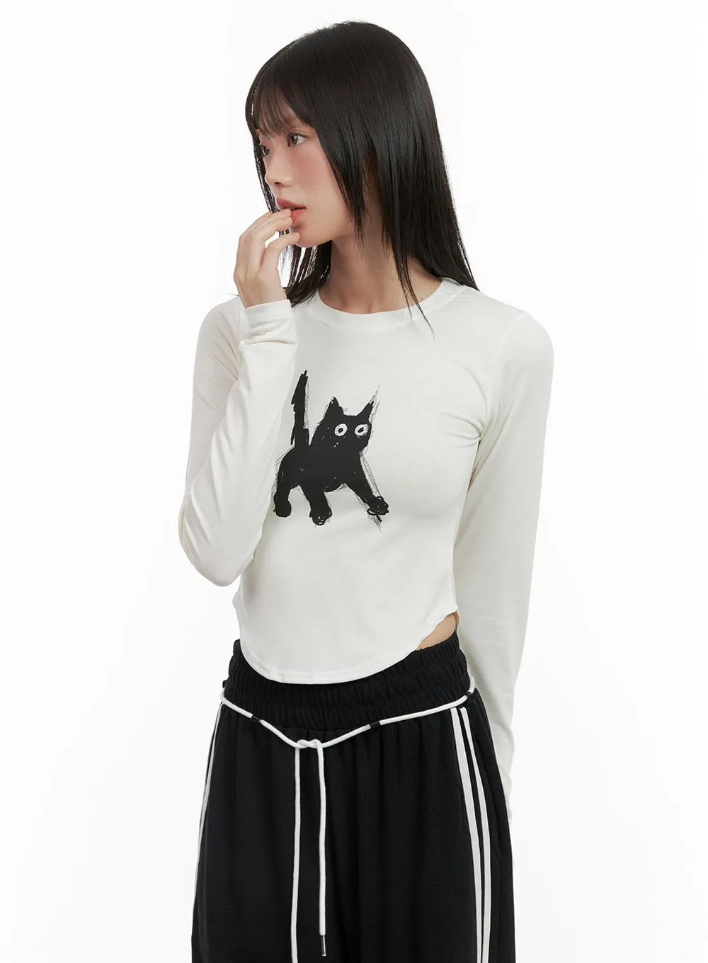 Graphic Bliss Long Sleeve Crop Top CG426 sold by Lewkin