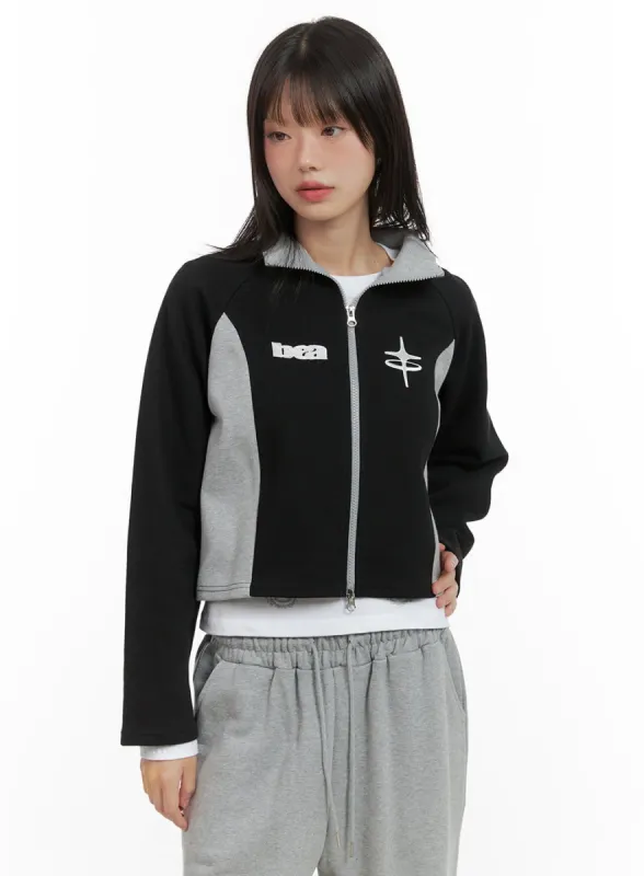 Acubi Graphic Zip-Up Cotton Crop Jacket CG426 sold by Lewkin