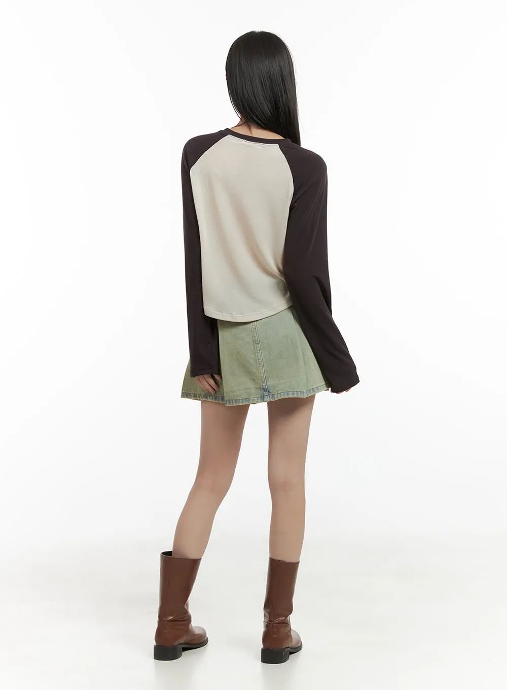 Raglan Crop Long Sleeve Top CG426 sold by Lewkin product image thumbnail 4