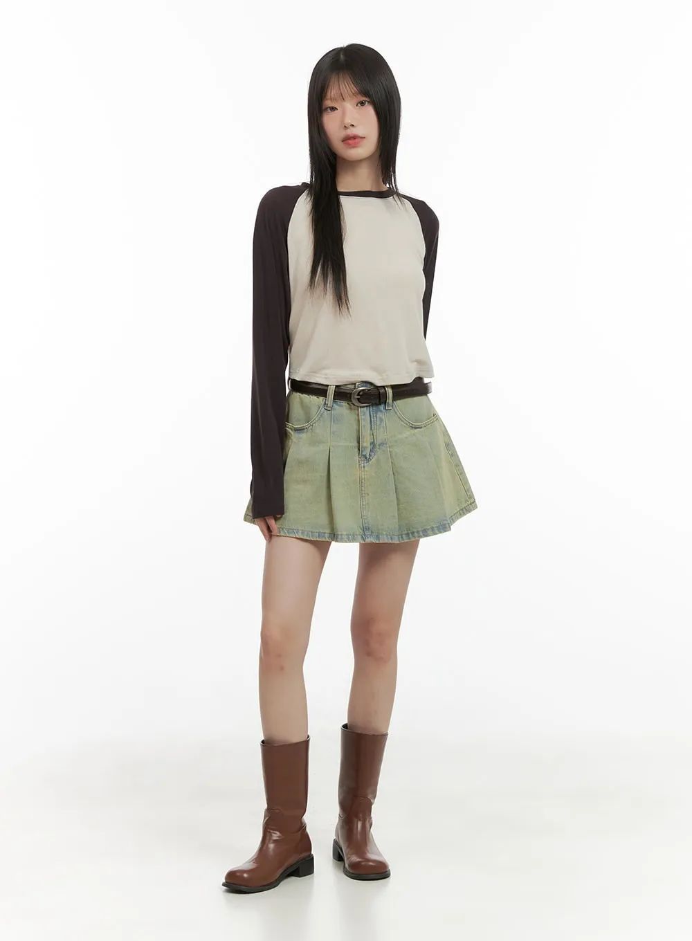 Raglan Crop Long Sleeve Top CG426 sold by Lewkin product image thumbnail 2