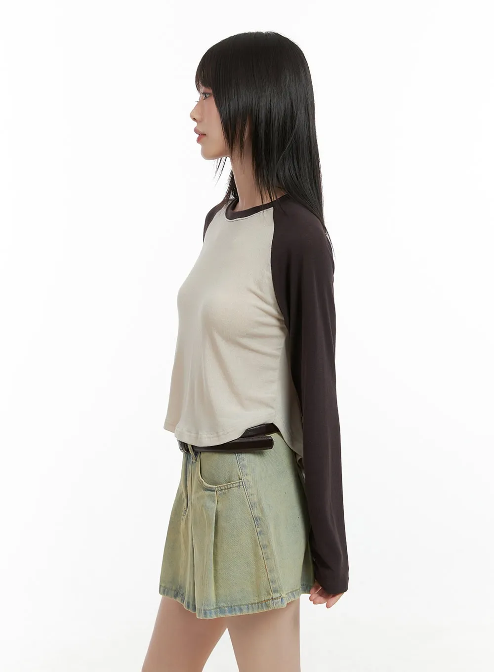 Raglan Crop Long Sleeve Top CG426 sold by Lewkin product image thumbnail 5