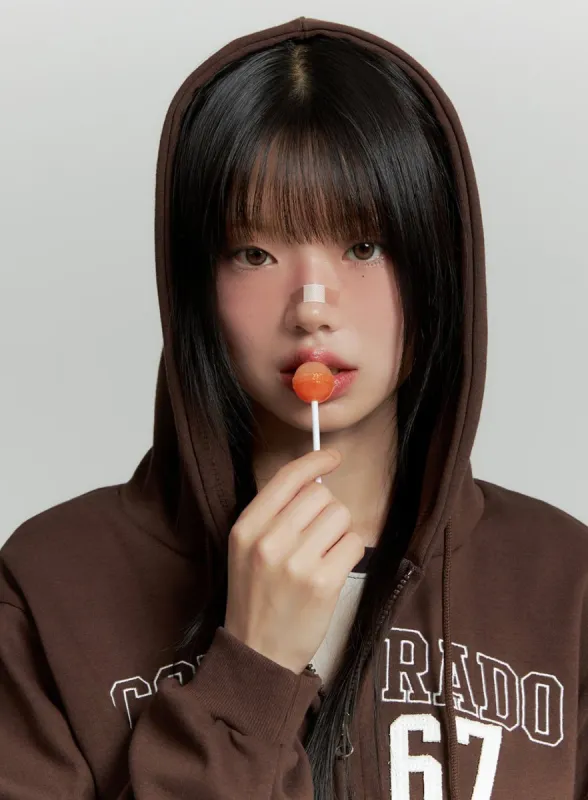 Lettering Zip-Up Hoodie CG426 sold by Lewkin