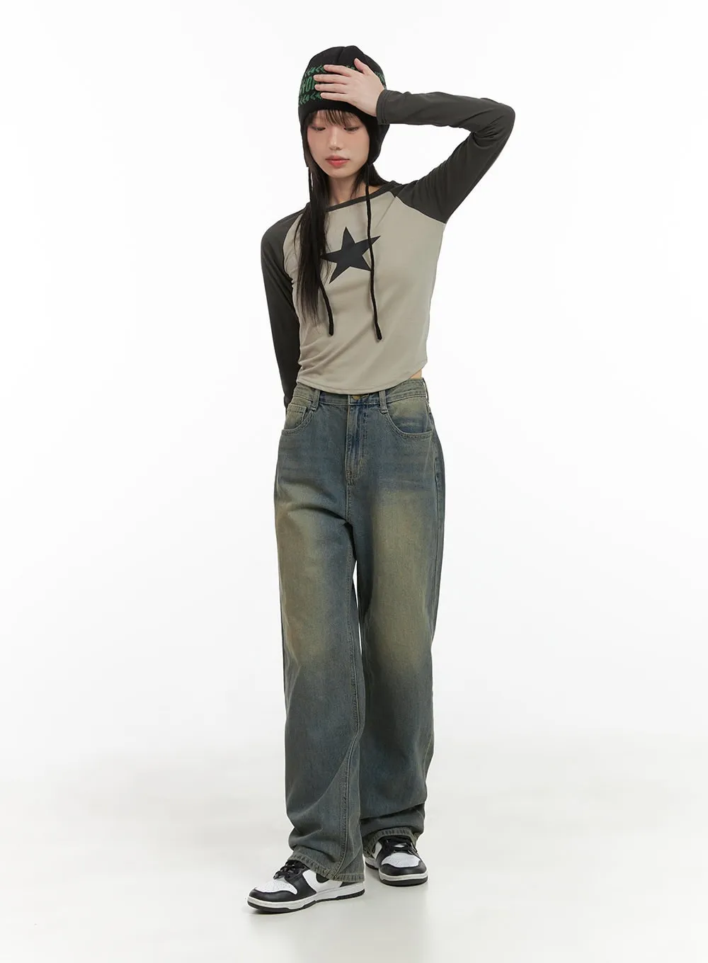 Faye Washed Wide Leg Jeans CG426 sold by Lewkin product image thumbnail 2