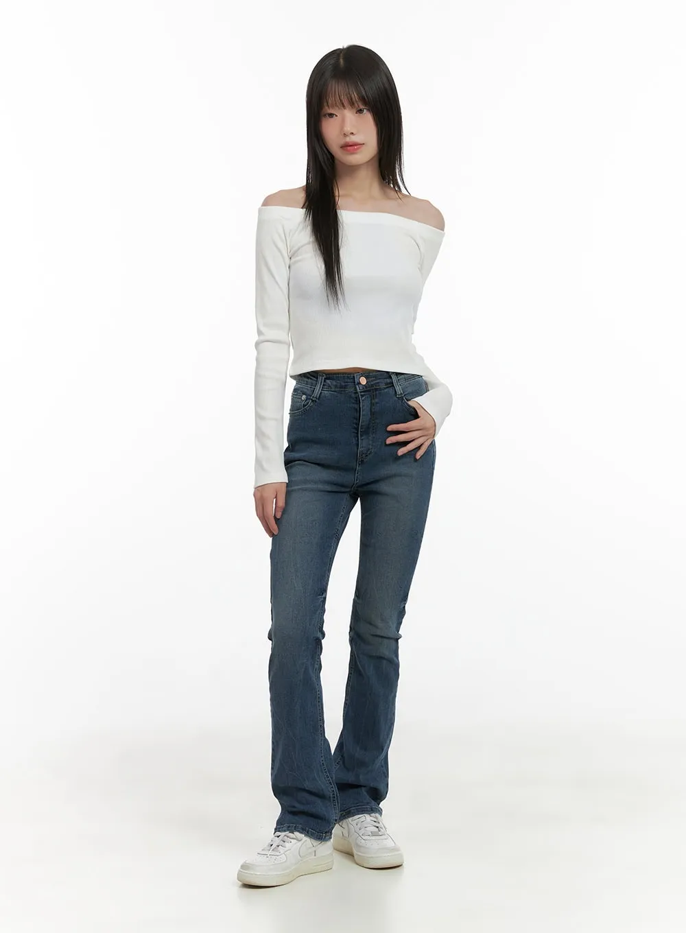 Basic Off-Shoulder Crop Top CG427 sold by Lewkin product image thumbnail 2