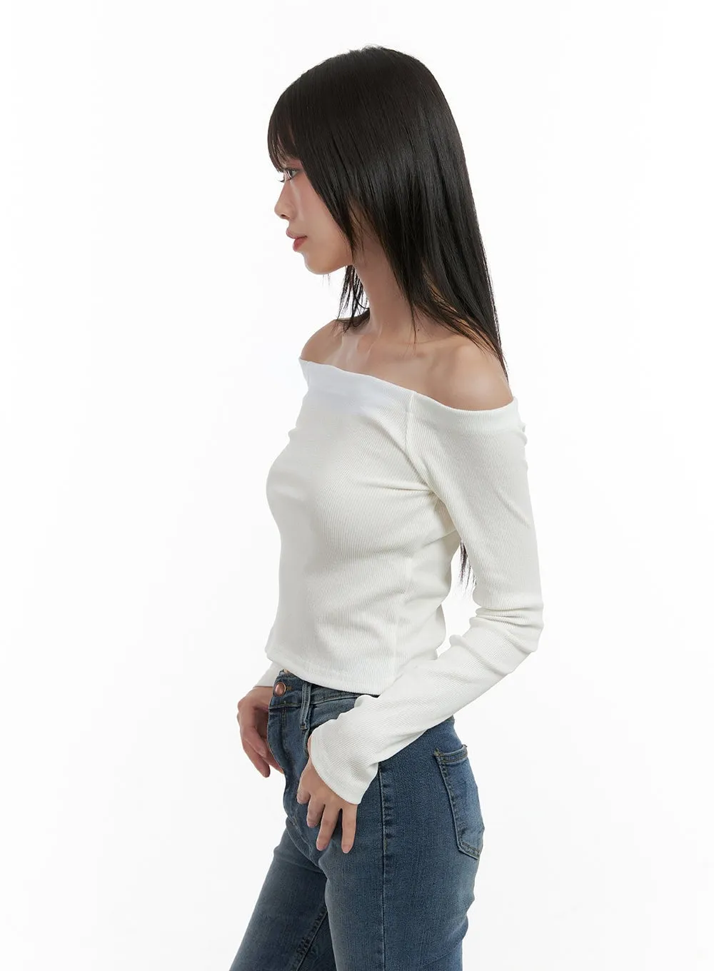 Basic Off-Shoulder Crop Top CG427 sold by Lewkin product image thumbnail 5