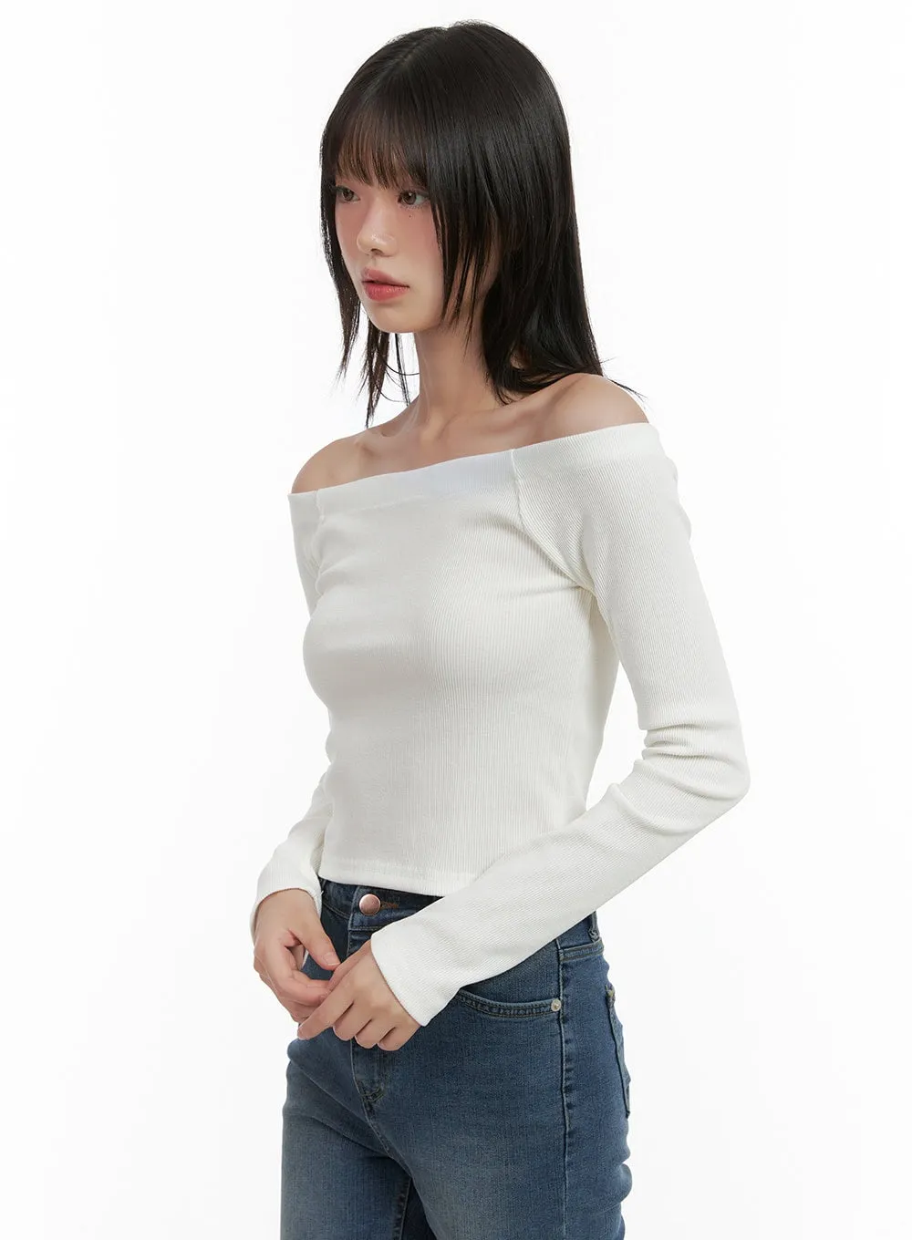 Basic Off-Shoulder Crop Top CG427 sold by Lewkin