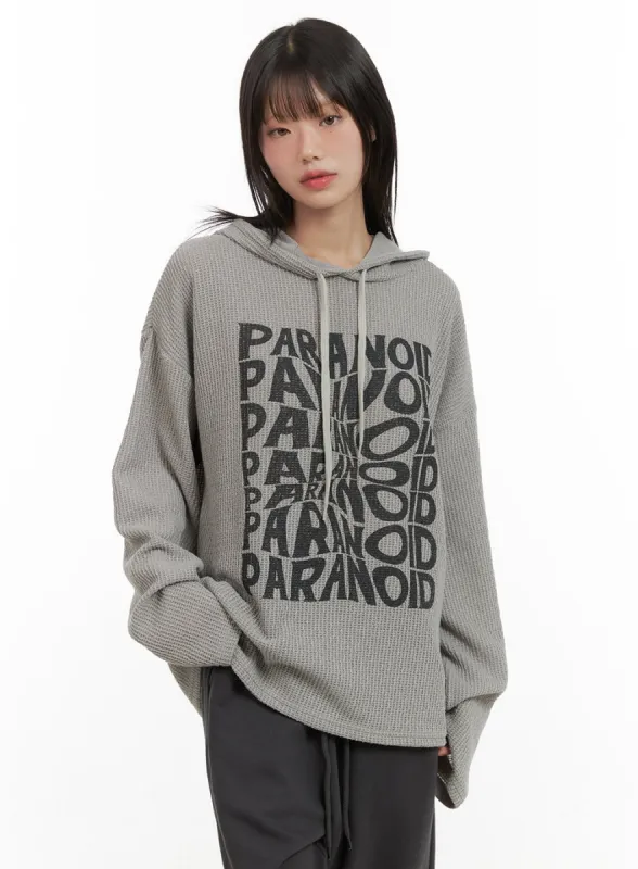 Knit Lettering Hoodie CG427 sold by Lewkin