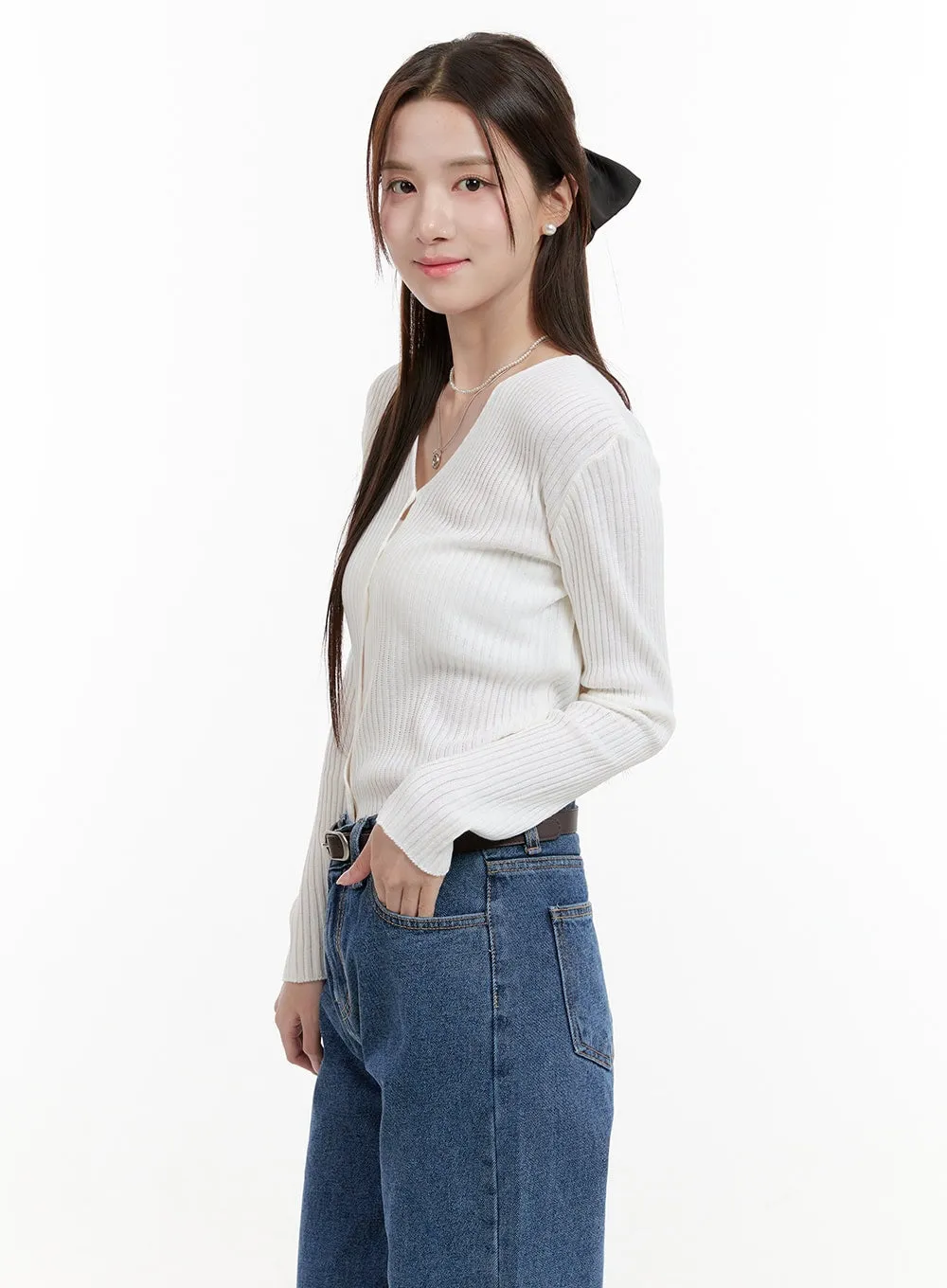 Solid Knit Cardigan OG428 sold by Lewkin product image thumbnail 5