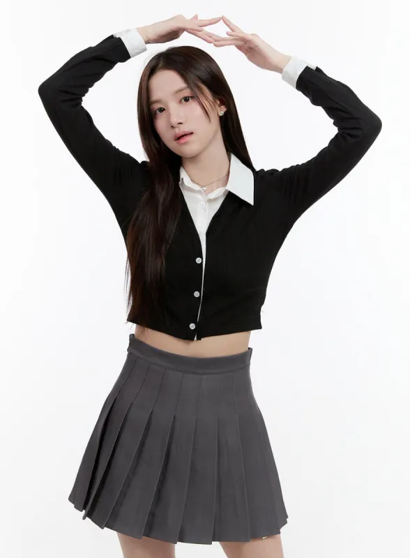 Layered Shirt Cardigan OG428 sold by Lewkin