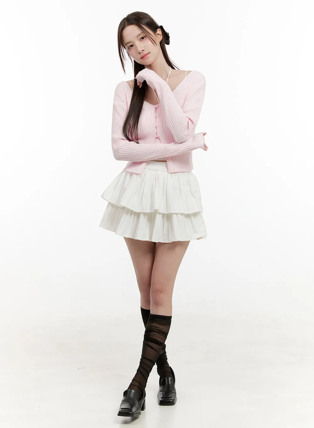 Cotton Ruffle Hem Mini Skirt OG428 sold by Lewkin