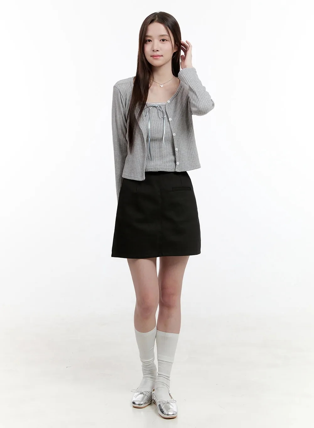 Ribboned Cami Top and Cardigan Set OG428 sold by Lewkin product image thumbnail 2