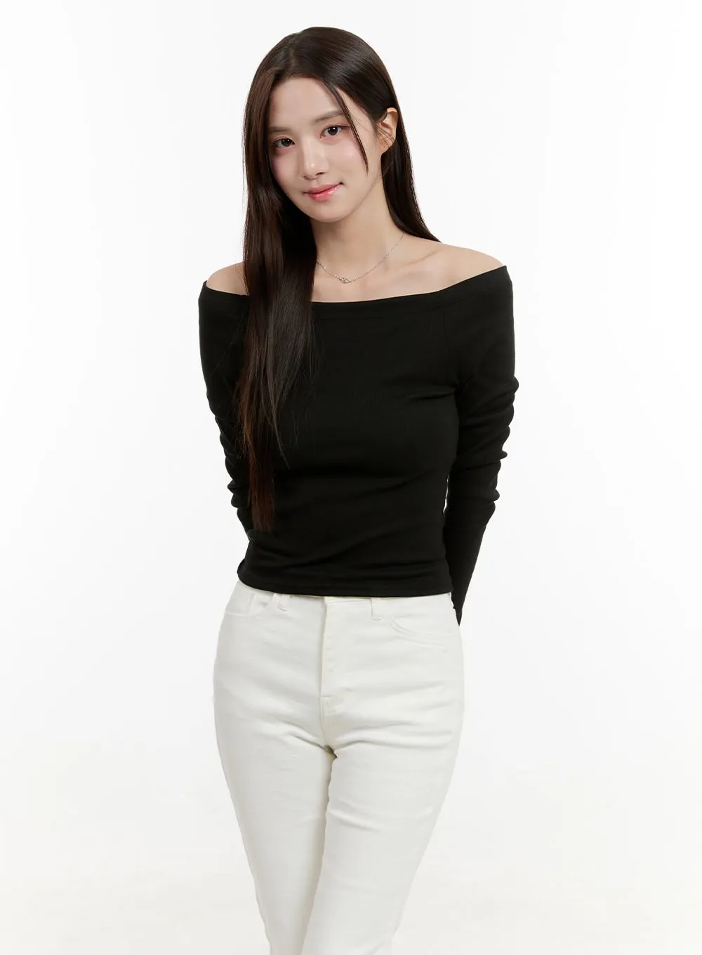 Basic Slim Off-Shoulder Top OG429 sold by Lewkin product image thumbnail 4