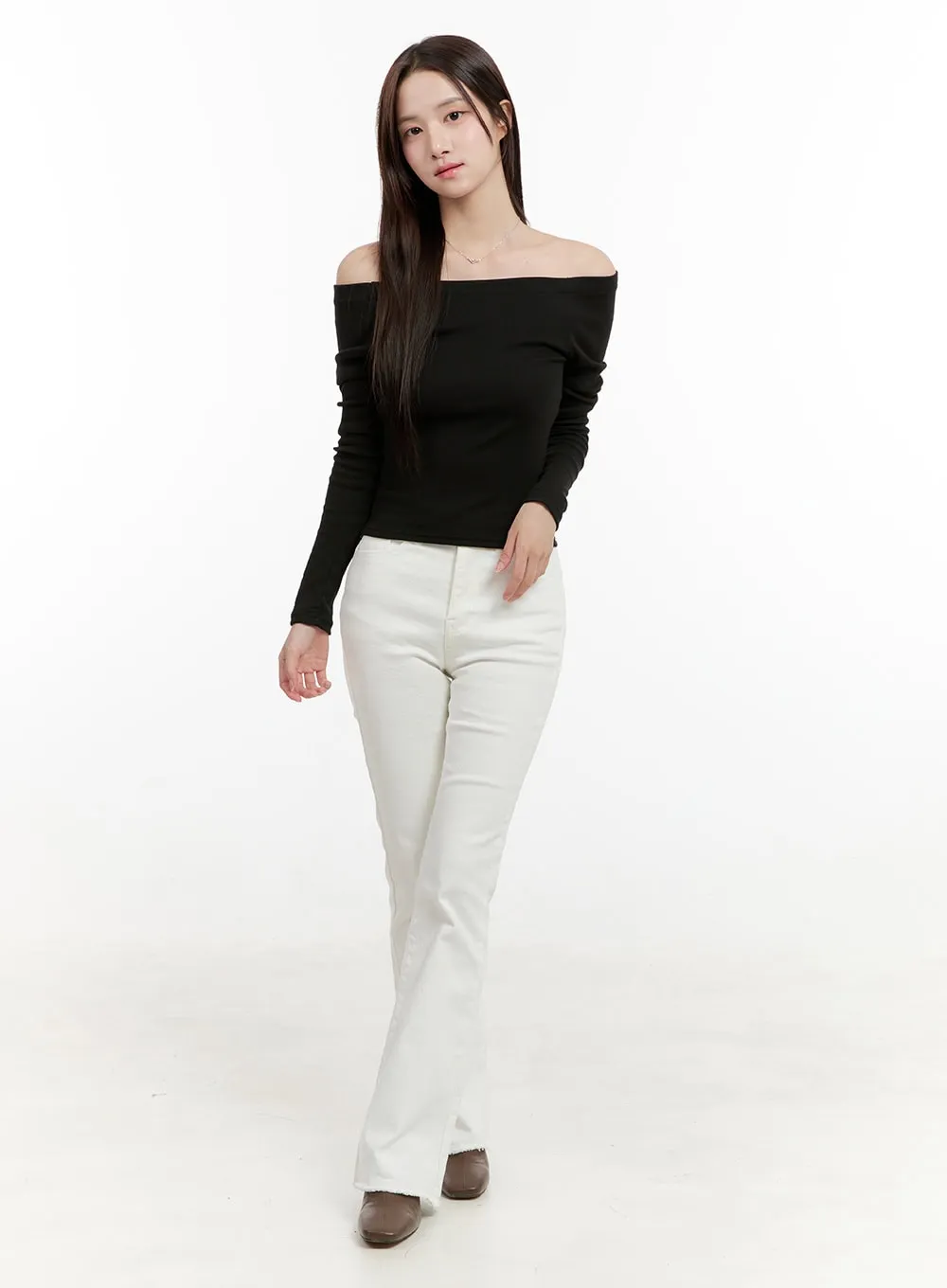 Basic Slim Off-Shoulder Top OG429 sold by Lewkin product image thumbnail 2