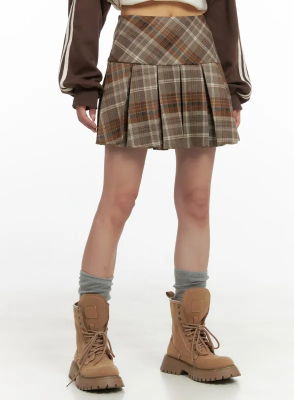 Pleated Checkered Mini Skirt CG430 sold by Lewkin