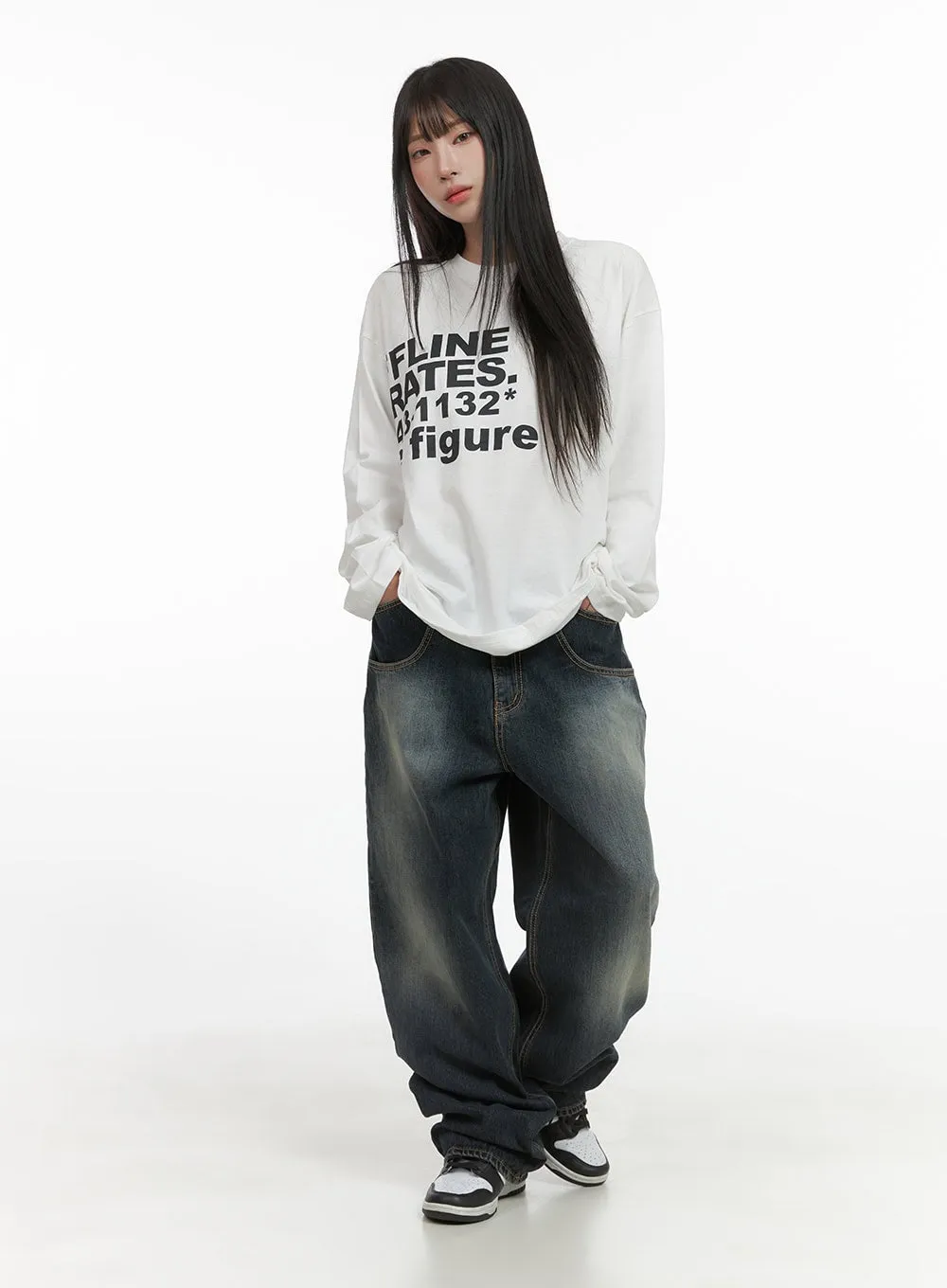 Oversized Lettering Long Sleeve Tee CG430 sold by Lewkin product image thumbnail 2