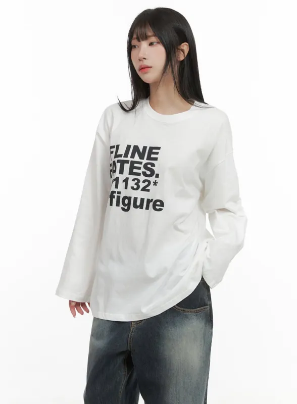 Oversized Lettering Long Sleeve Tee CG430 sold by Lewkin