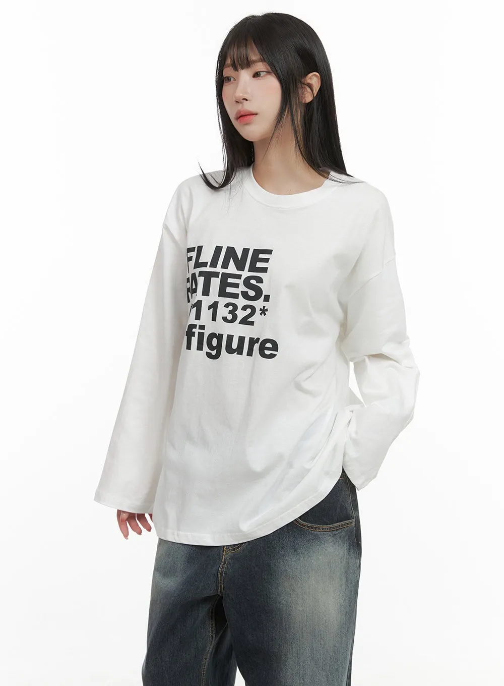 Oversized Lettering Long Sleeve Tee CG430 sold by Lewkin