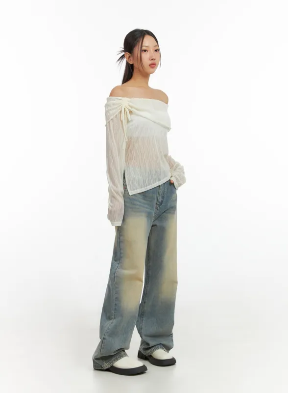 Celia Washed Wide-Fit Jeans IS402 sold by Lewkin