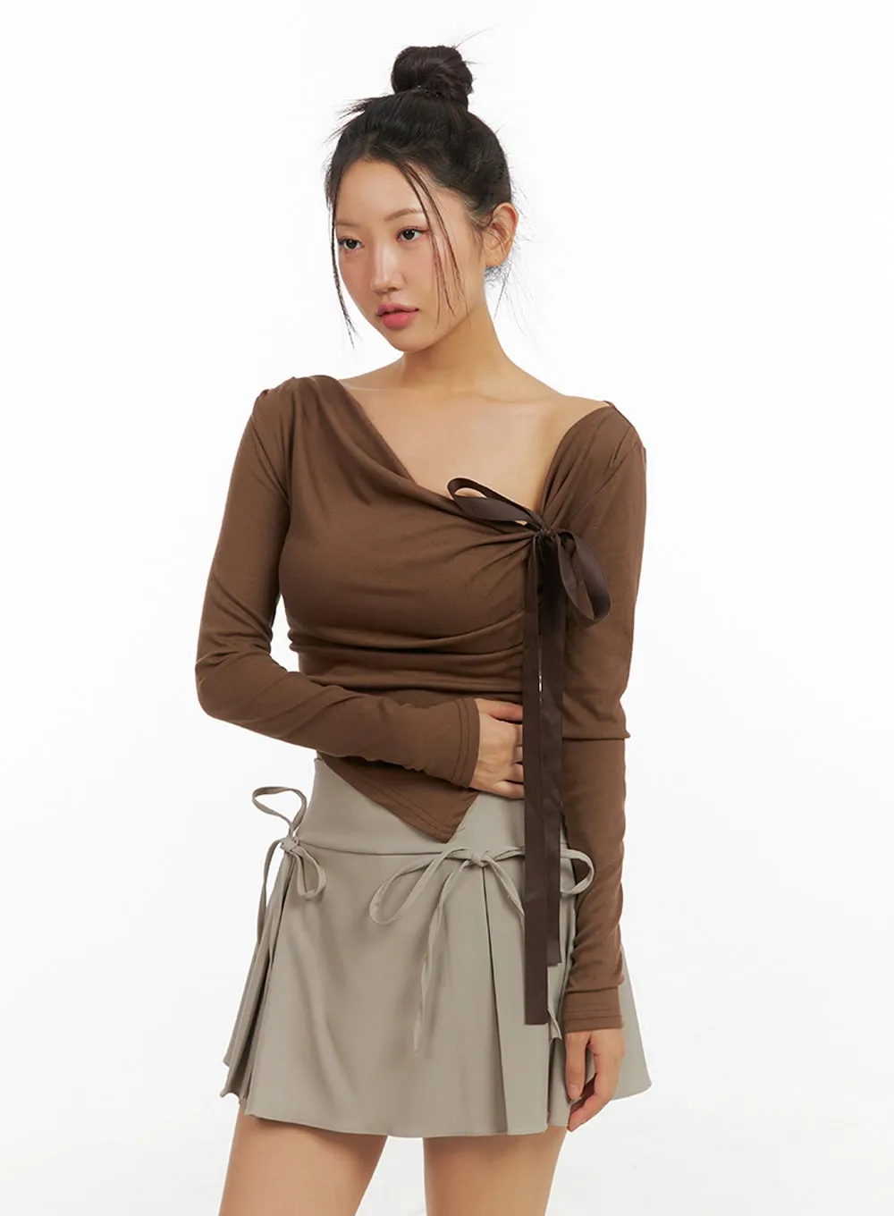 Ribbon Asymmetrical Slit Top IS402 sold by Lewkin product image thumbnail 4