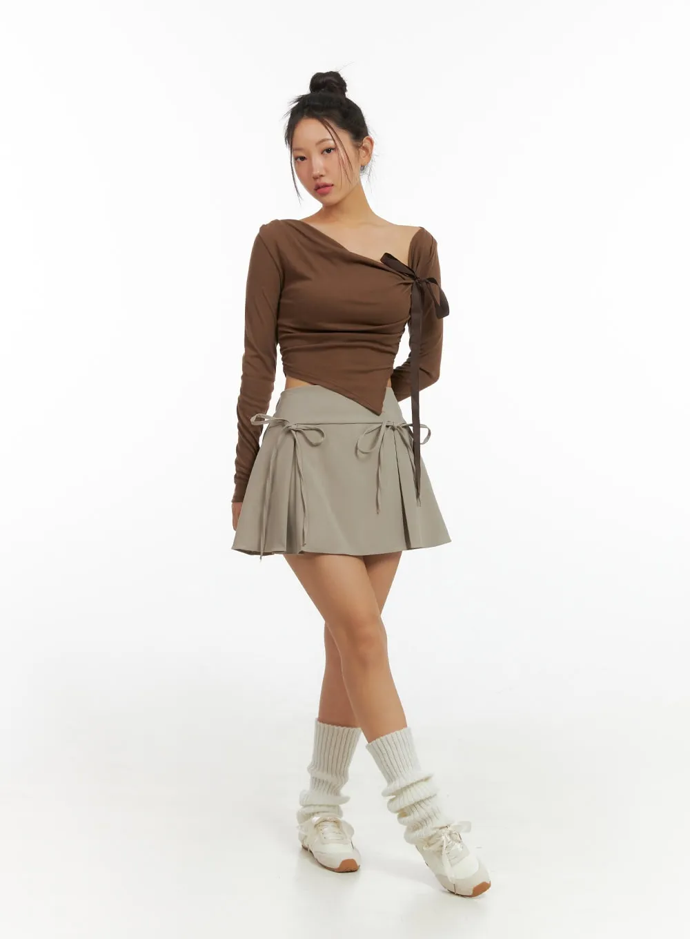 Ribbon Pleated Mini Skirt IS402 sold by Lewkin product image thumbnail 3