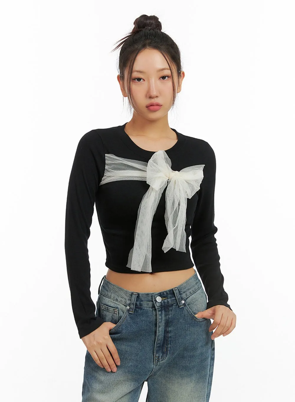 Ribbon Tied Long Sleeve Top IS402 sold by Lewkin product image thumbnail 4