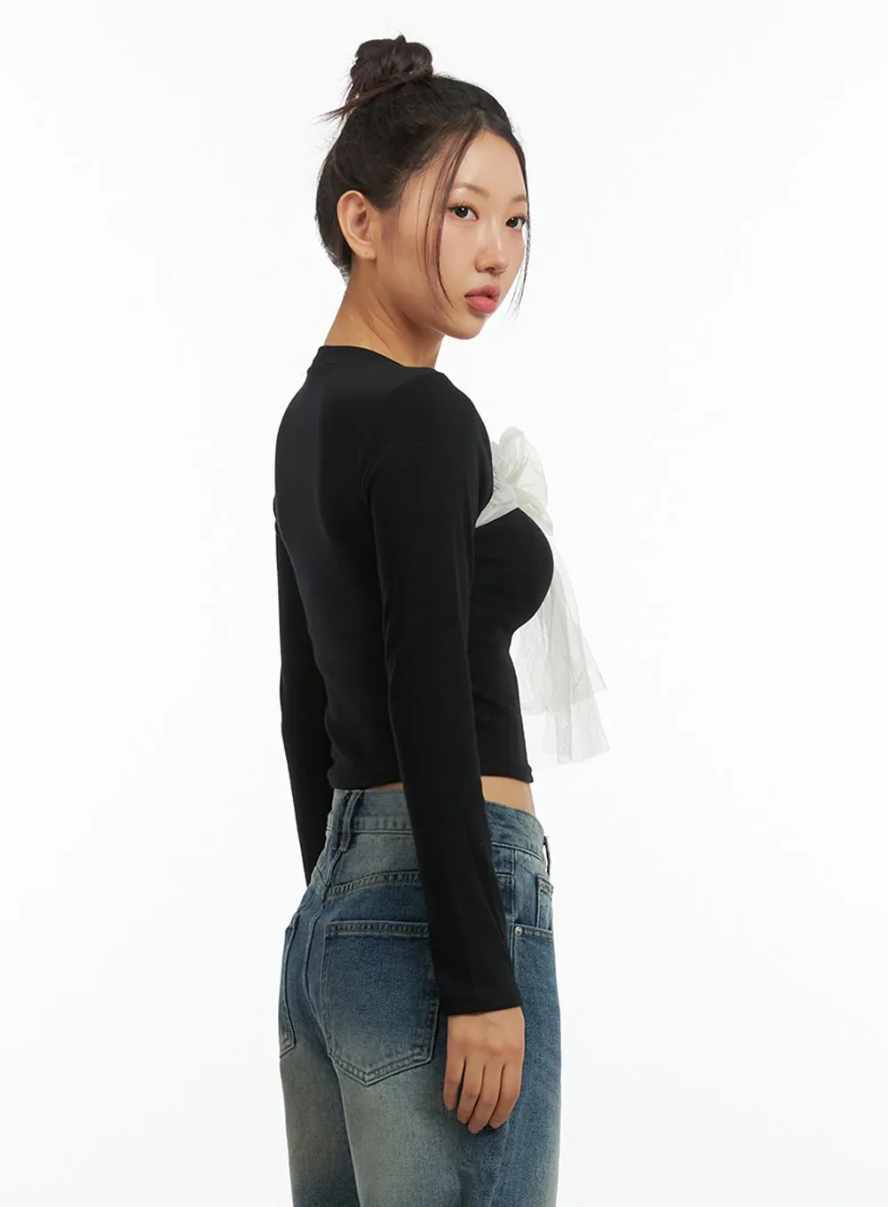 Ribbon Tied Long Sleeve Top IS402 sold by Lewkin product image thumbnail 5