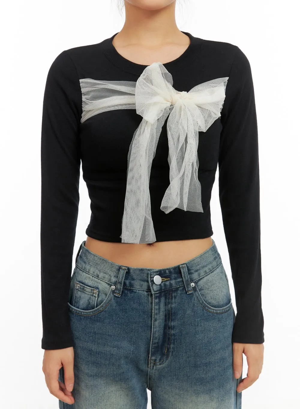Ribbon Tied Long Sleeve Top IS402 sold by Lewkin product image thumbnail 3
