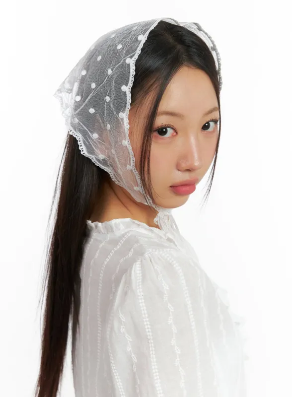 See-Through Polka Dot Head Scarf IS402 sold by Lewkin
