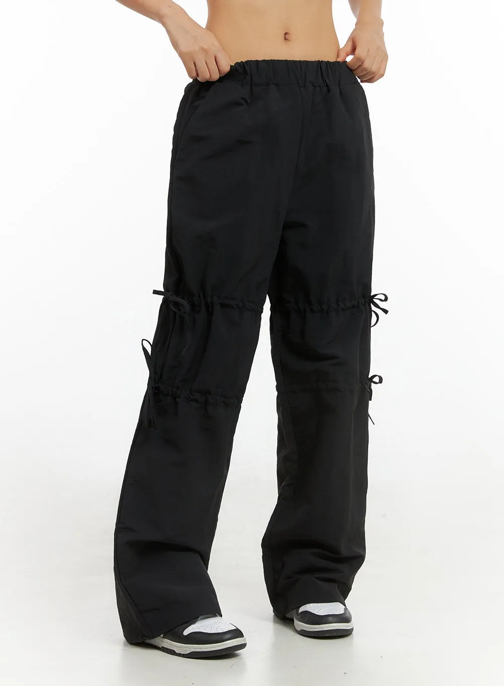 Shirred Ribbon Banded Wide-Leg Pants IS402 sold by Lewkin product image thumbnail 5