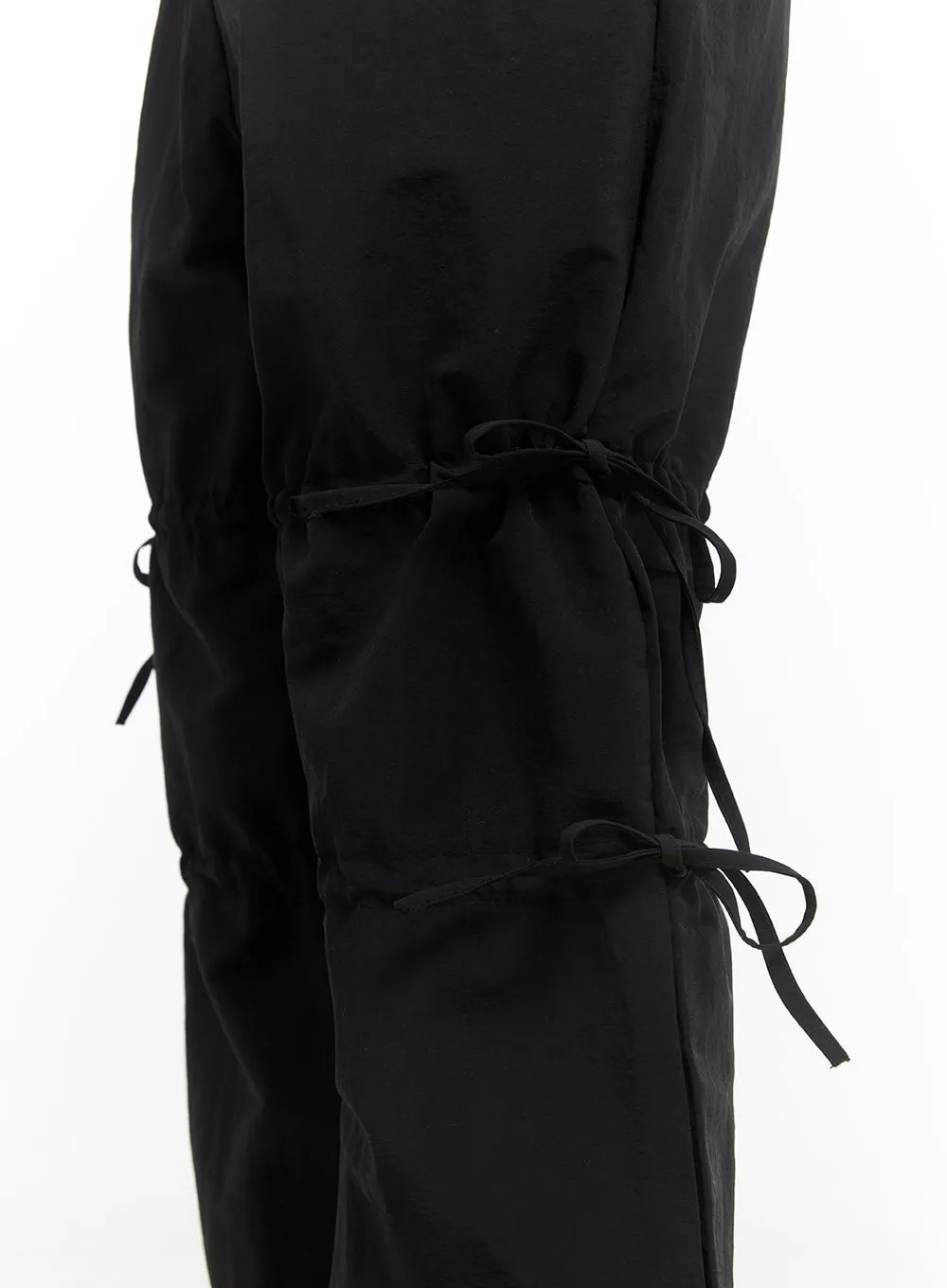 Shirred Ribbon Banded Wide-Leg Pants IS402 sold by Lewkin product image thumbnail 4