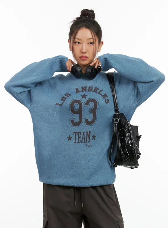 Graphic Lettering Long Sleeve Top IS402 sold by Lewkin